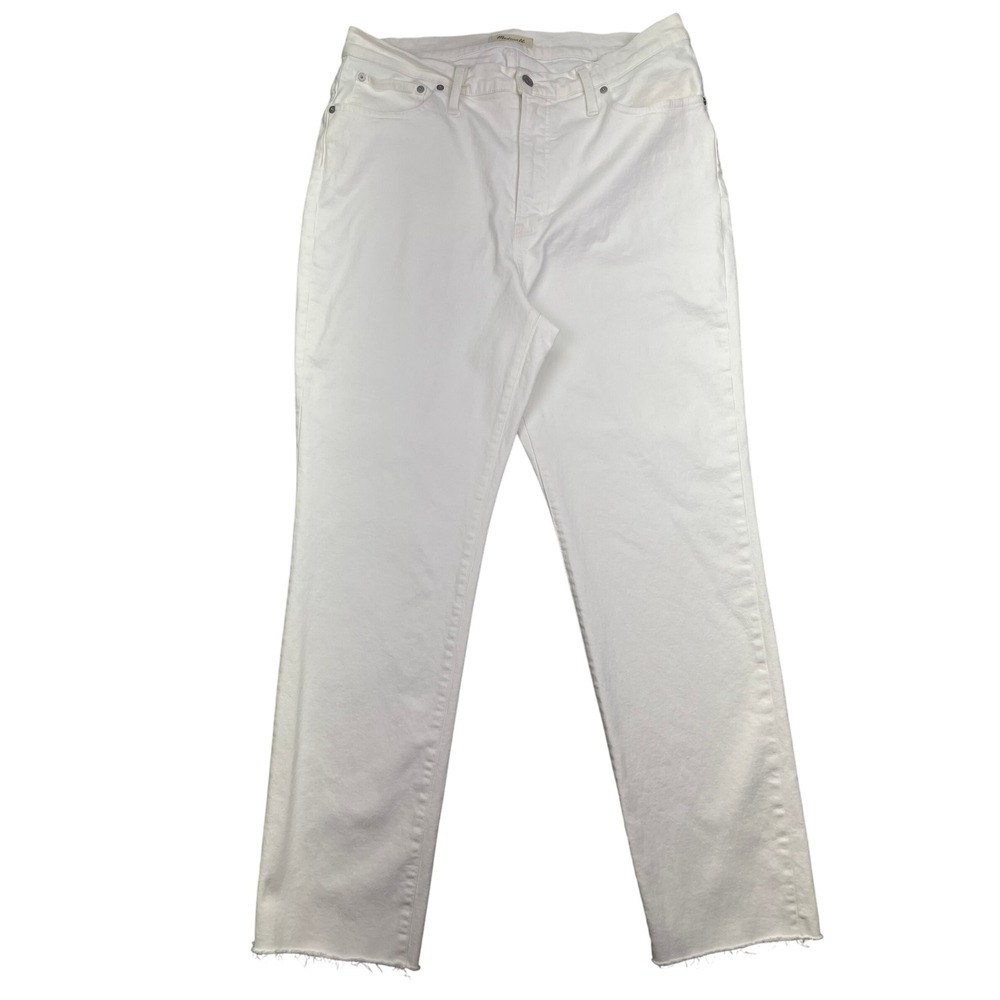 Madewell The Perfect Vintage Jean White Denim Raw Hem High Rise 33T Fits‎ 36"